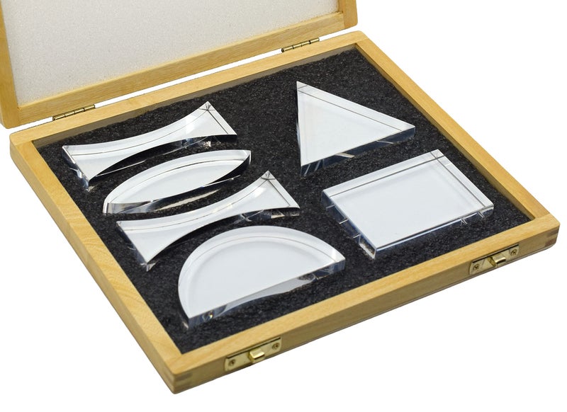 EISCO Prisms & Lenses Set, 6 Pieces - Transparent Acrylic - All Faces Fully Polished - Includes Wooden Storage Box - Image 2